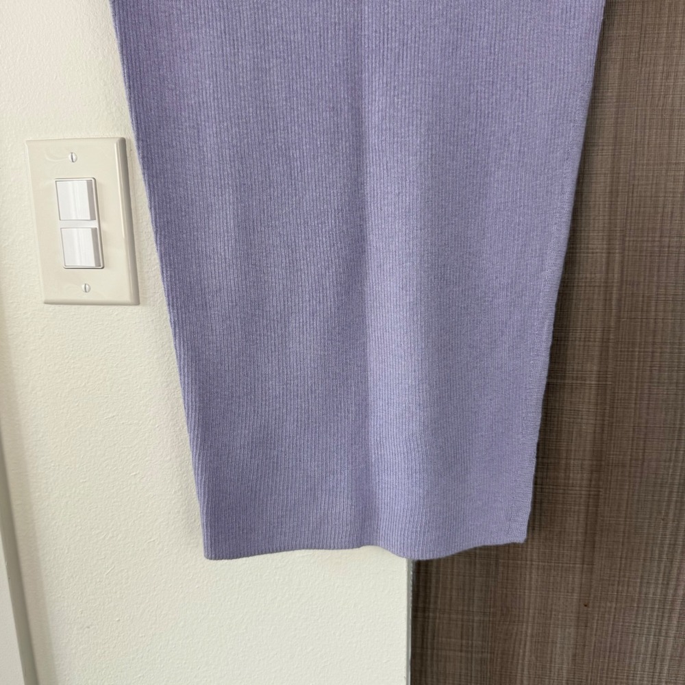 NAADAM Lavender Purple Ribbed Midi Skirt Side Slit Silk Cashmere Size Medium - Picture 4 of 8